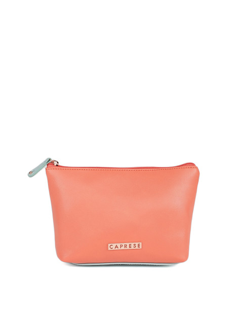

Caprese Coral & Blue Colourblocked Leather Clutch