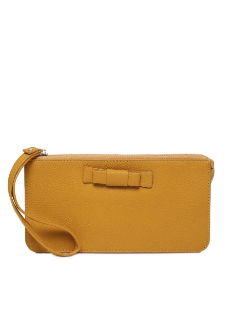 

Caprese Women Yellow Textured Leather Zip Around Wallet