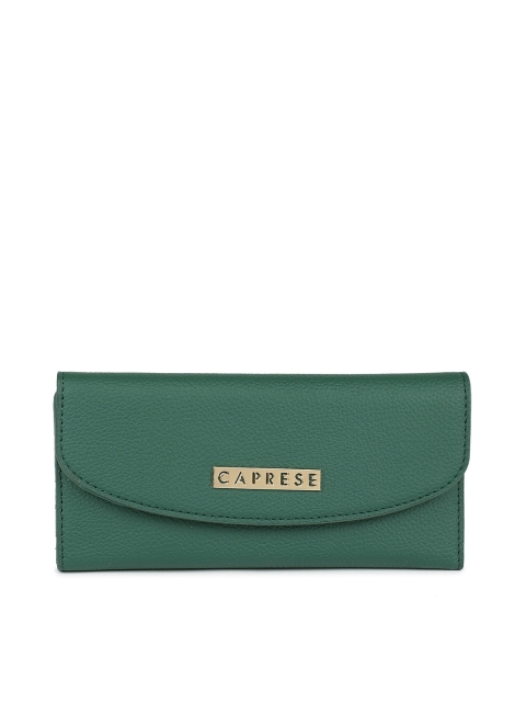 

Caprese Women Green Textured Leather Three Fold Wallet