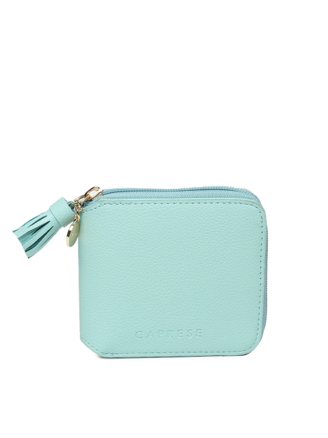 

Caprese Women Blue Textured Leather Tassled Zip Around Wallet