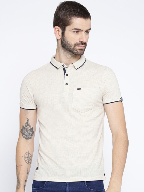 

Fort Collins Men Beige Solid Polo Collar T-shirt