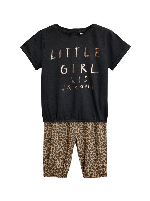 

next Girls Black & Brown Printed Nightsuit VB02ST241215