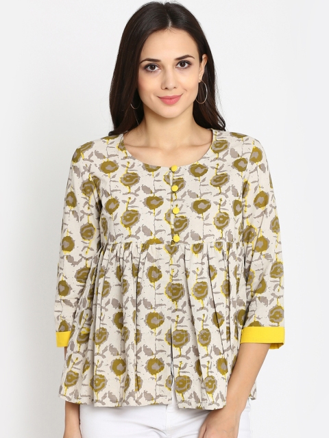 

Abhishti Women Beige Printed Top