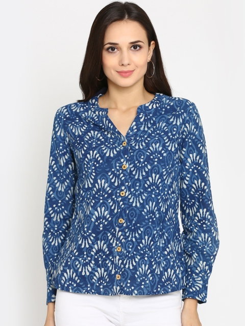 

Abhishti Women Navy Blue Printed Top