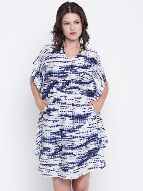 

The Kaftan Company Women Blue & White Printed Cover-Up Dress RW_VS_CORFU06