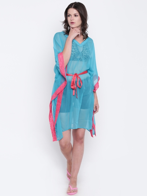 

The Kaftan Company Women Blue Sheer Cover-Up Dress RW_PY_SHIB65