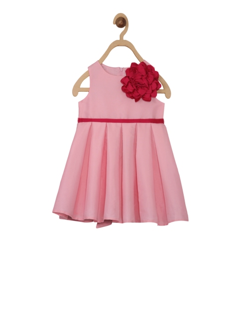 

A Little Fable Girls Pink Solid Fit and Flare Dress