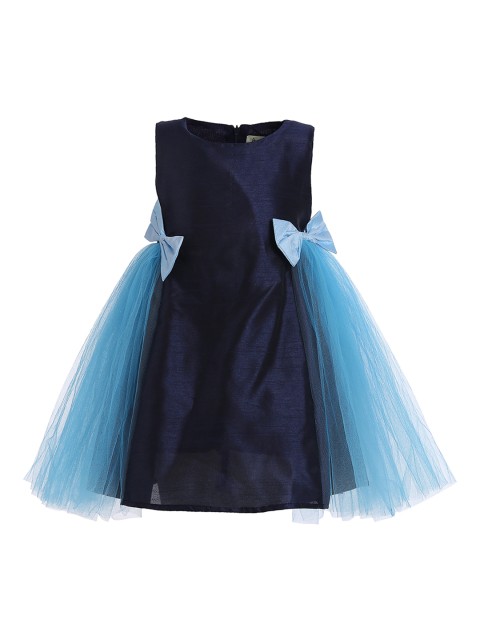 

A Little Fable Girls Navy Blue deep bloom Solid Fit and Flare Dress