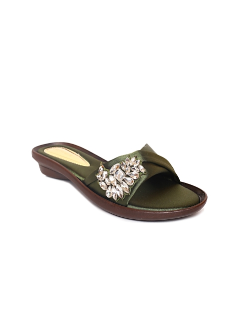 

Catwalk Women Green Stone-Studded Open Toe Flats