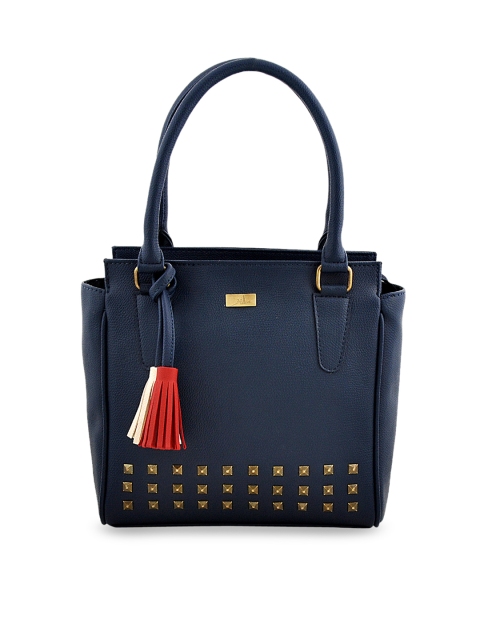 

yelloe Navy Blue Solid Handheld Bag