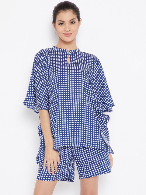 

The Kaftan Company Blue & White Printed Lounge Set LW_VS_KSHORTS06