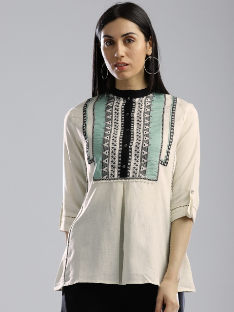 

W Women Off-White Self Design Top