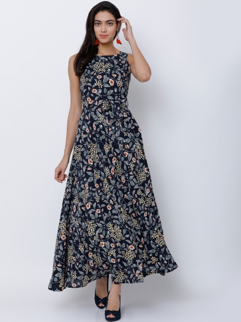 

Tokyo Talkies Women Navy Blue Printed Maxi Dress