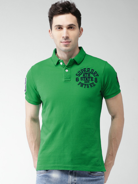 

Superdry Men Green Solid Polo Collar T-shirt