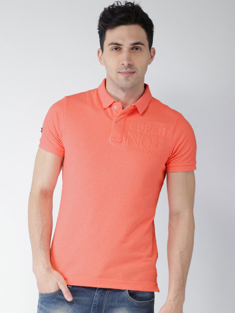 

Superdry Men Orange Solid Polo Collar T-shirt