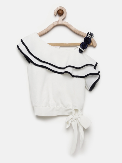 

Peppermint Girls Off-White Solid One Shoulder Top
