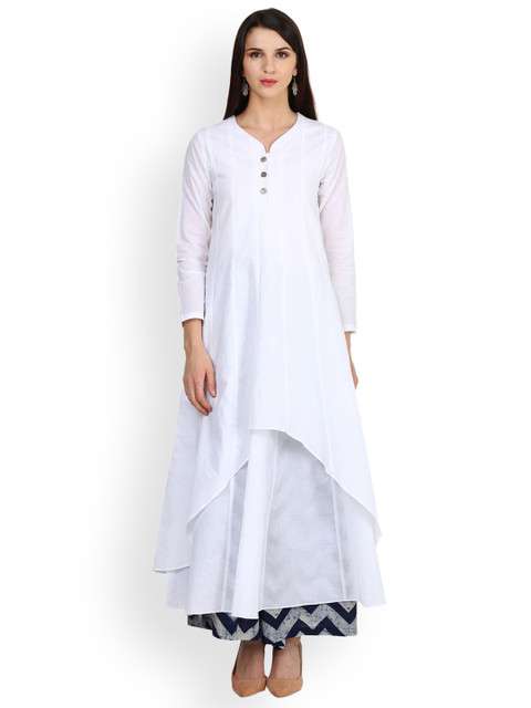 

Castle Women White Solid A-Line Kurta
