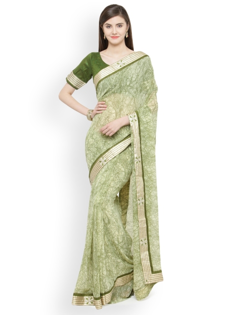 

Shaily Green Printed Pure Georgette Saree