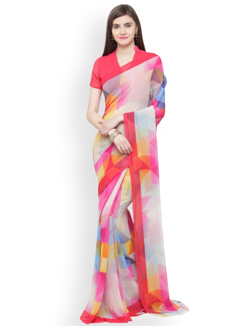 

Shaily Pink Printed Pure Georgette Saree