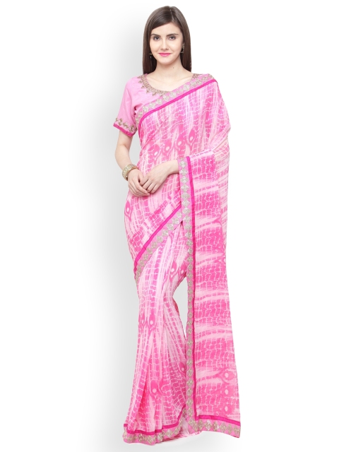 

Shaily Pink Georgette Printed Saree