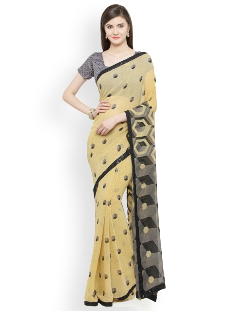 

Shaily Cream-Coloured Pure Georgette Printed Saree