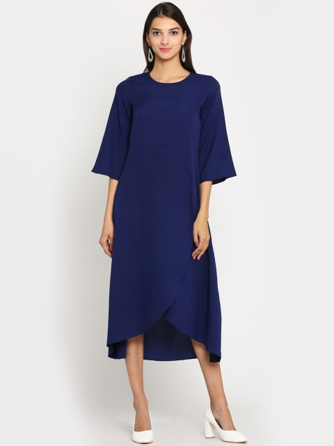 

Abhishti Women Navy Blue Solid A-Line Dress