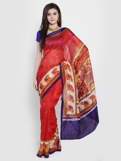 

Chhabra 555 Women Red Printed Silk Cotton Saree