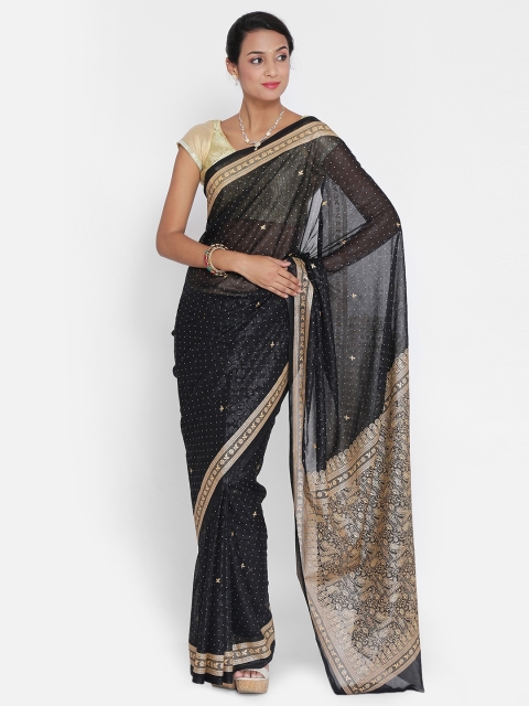 

Chhabra 555 Women Black Printed Poly Georgette Saree