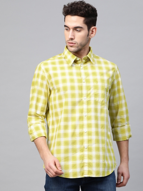 

Indian Terrain Men Lime Green & White Slim Fit Checked Shirt