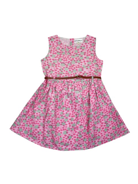 

CHUTPUT Girls Pink Printed Fit and Flare Dress