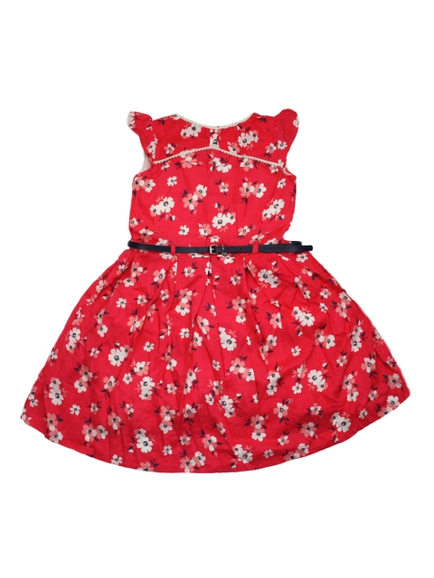 

CHUTPUT Girls Red Printed Fit and Flare Dress