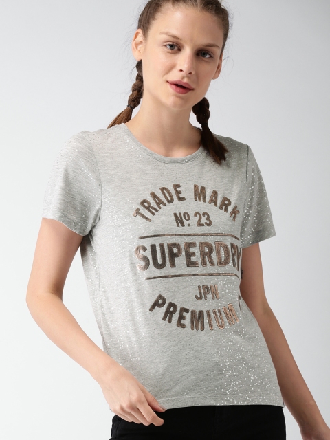 

Superdry Women Grey Printed Round Neck T-shirt