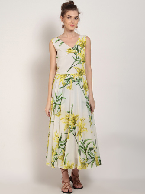 

RARE Women Off-White Printed Maxi Dress
