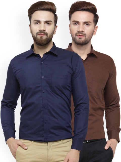 

JAINISH Men Pack of 2 Formal Shirts, Navy blue
