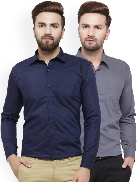 

JAINISH Men Pack of 2 Formal Shirts, Navy blue