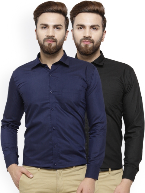 

JAINISH Men Pack of 2 Formal Shirts, Navy blue