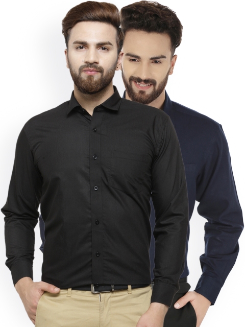 

JAINISH Men Pack of 2 Solid Classic Slim Fit Formal Shirts, Black