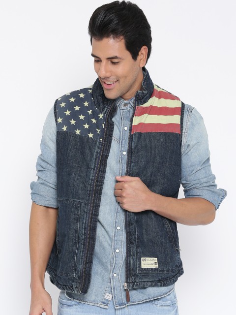 

U.S. Polo Assn. Denim Co. Men Blue Sleeveless Padded Jacket