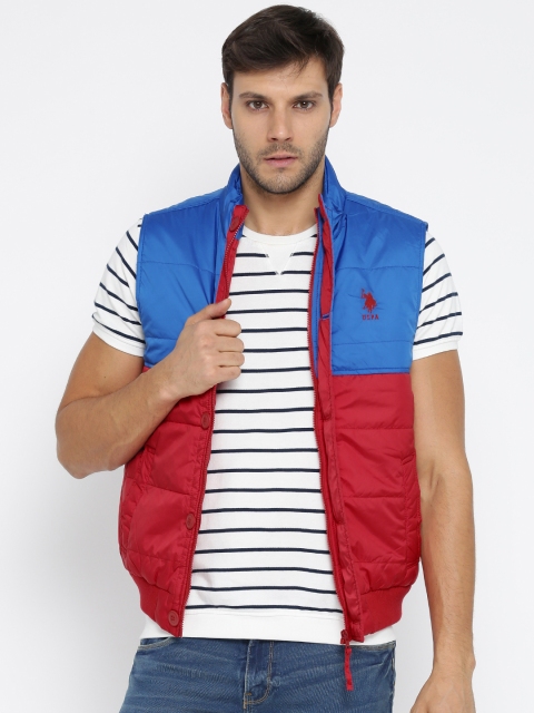 

U.S. Polo Assn. Men Blue & Red Sleeveless Padded Jacket