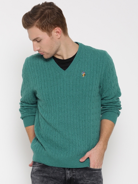 

U.S. Polo Assn. Men Teal Green Woollen Sweater