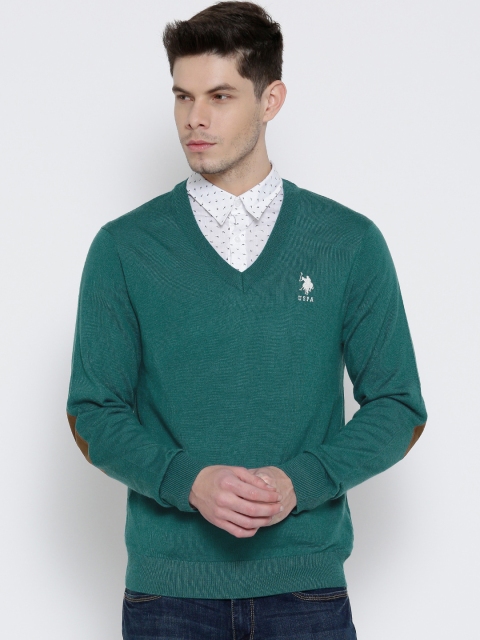 

U.S. Polo Assn. Men Teal Green Woollen Sweater