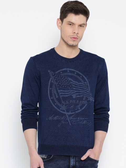 

U.S. Polo Assn. Denim Co. Men Blue Printed Sweater