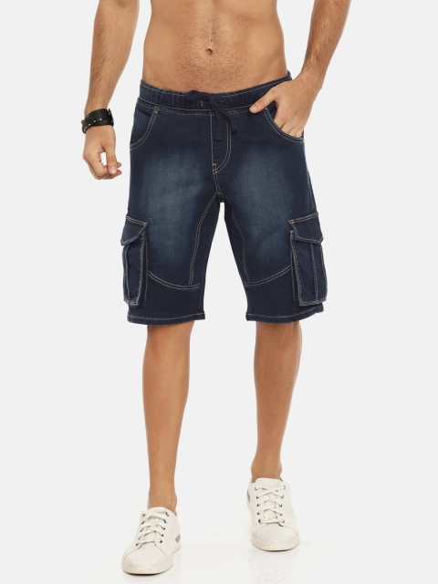 

Roadster Men Blue Solid Regular Fit Cargo Shorts