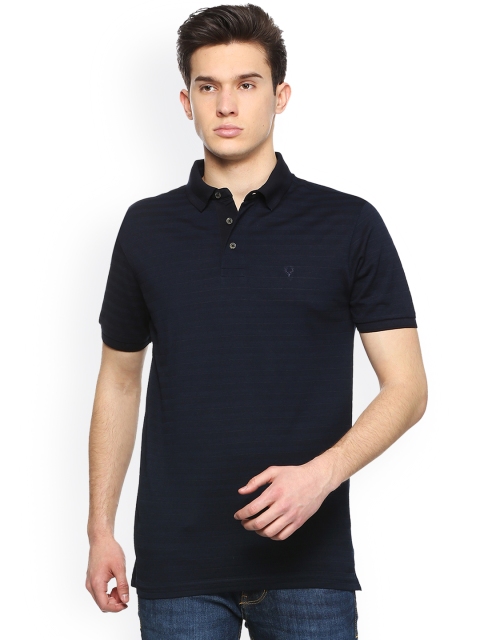 

Allen Solly Men Navy Blue Striped Polo Collar T-shirt