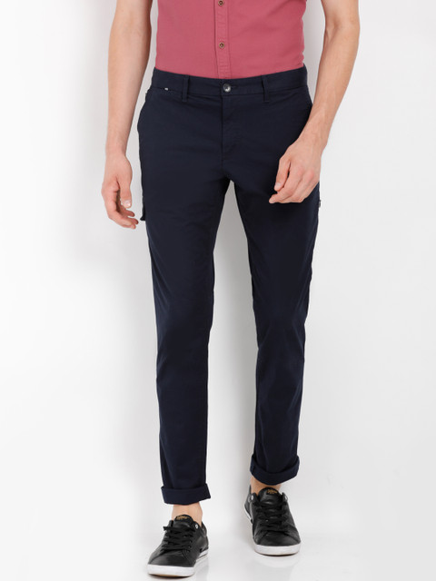

Indian Terrain Men Navy Blue Slim Fit Solid Chinos