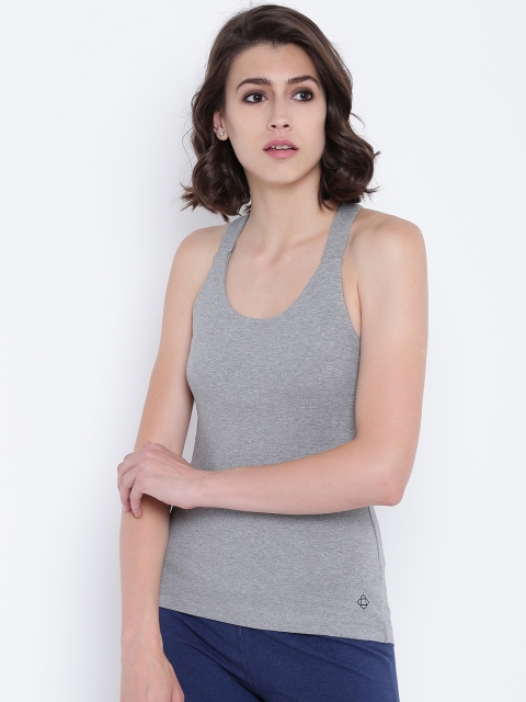 

SATVA Women Grey Melange Solid Tank Top