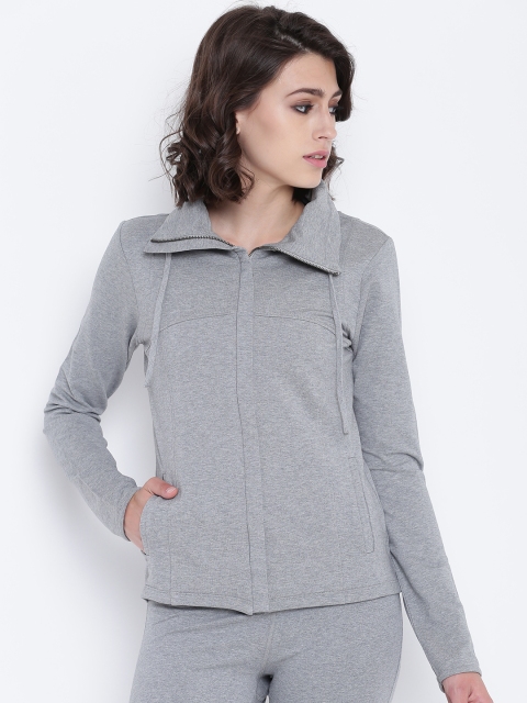 

SATVA Women Grey Melange Solid Sweatshirt