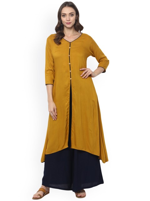 

ZIYAA Women Mustard Solid A-Line Kurta