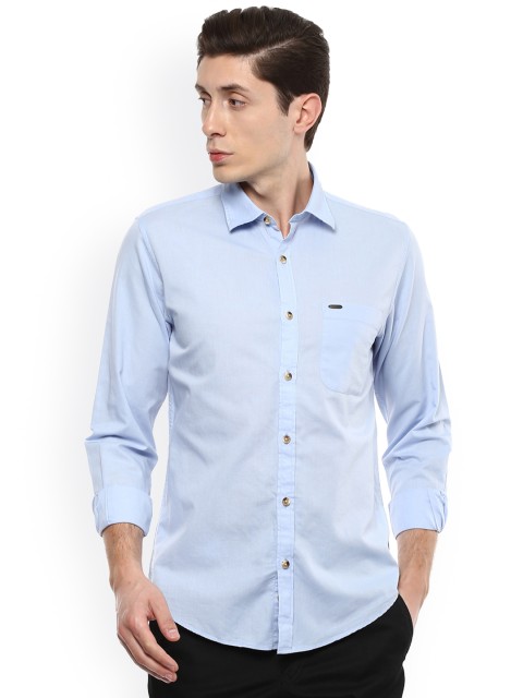 

Peter England Casuals Men Blue Slim Fit Solid Casual Shirt