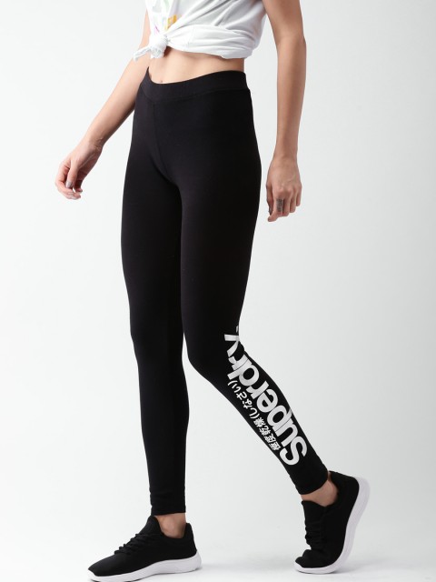

Superdry Women Black Printed Ankle-Length Tights